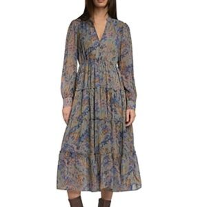 Elan Boho Indie Sheer Long Sleeve Maxi Dress Size L